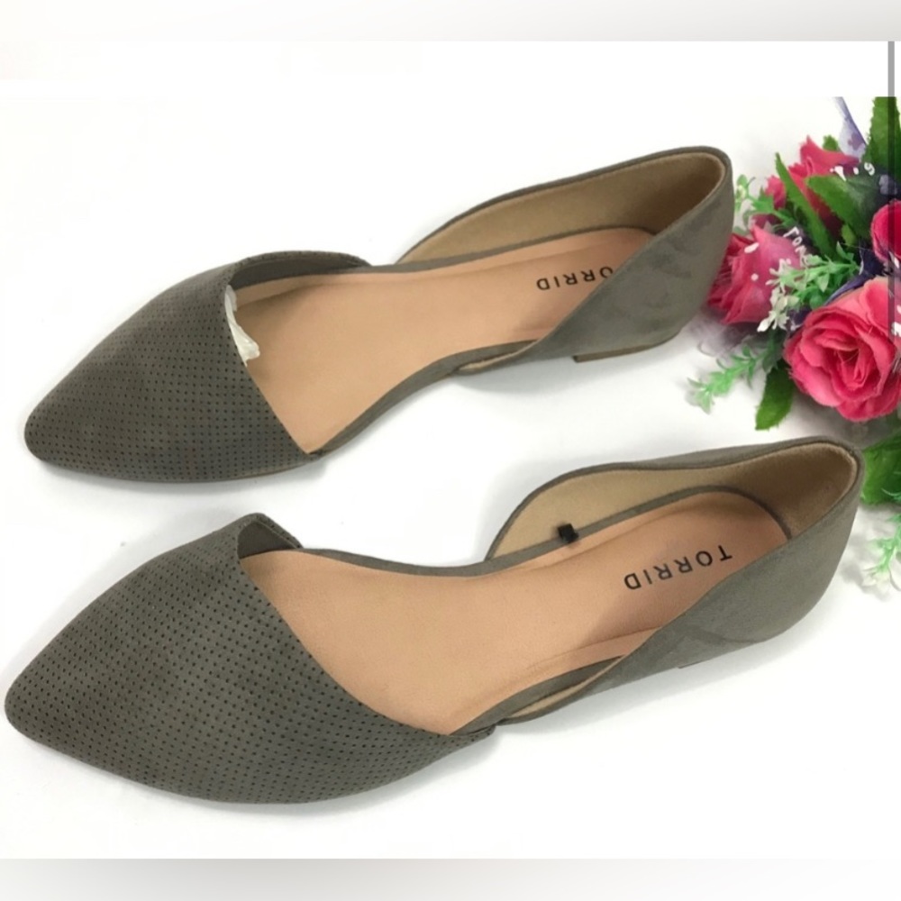 Torrid Taupe Faux Suede D'Orsay Flats Plus-Sz 9.5W
